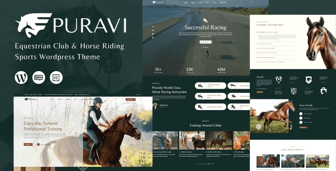Puravi equestrian WordPress theme for horse riding clubs and equestrian businesses