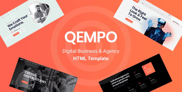 Qempo digital agency HTML5 template preview showcasing responsive homepage layout