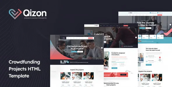 Qizon crowdfunding HTML template homepage design for charity and fundraising websites