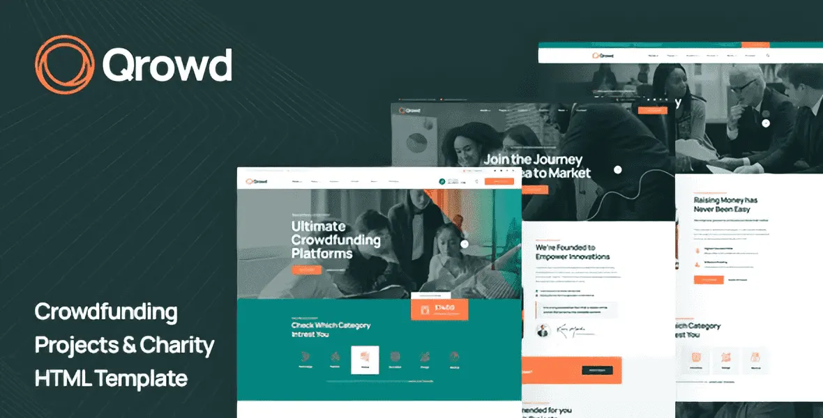 Qrowd crowdfunding and charity HTML template preview