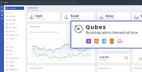 Qubis multipurpose Bootstrap 4X HTML admin template dashboard preview