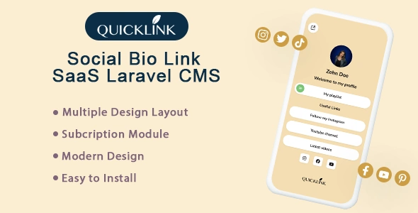 QuickBioLink bio link SaaS PHP script dashboard for creators and influencers