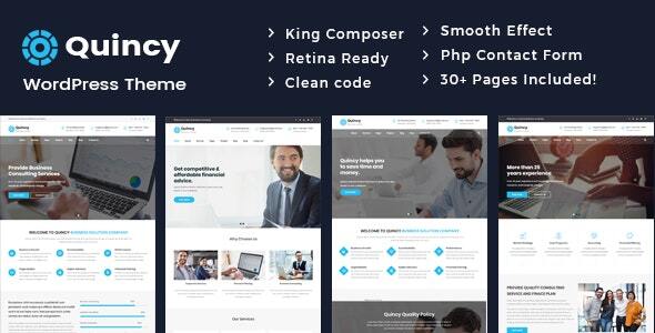Quincy business consulting WordPress theme homepage preview