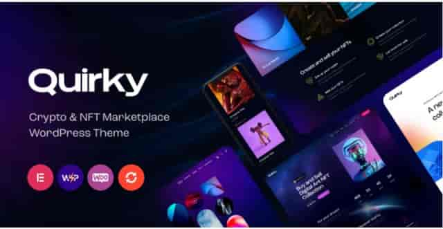 Quirky NFT and blockchain WordPress theme homepage preview