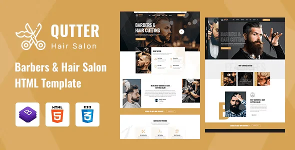 Qutter barbershop and hair salon HTML template homepage preview
