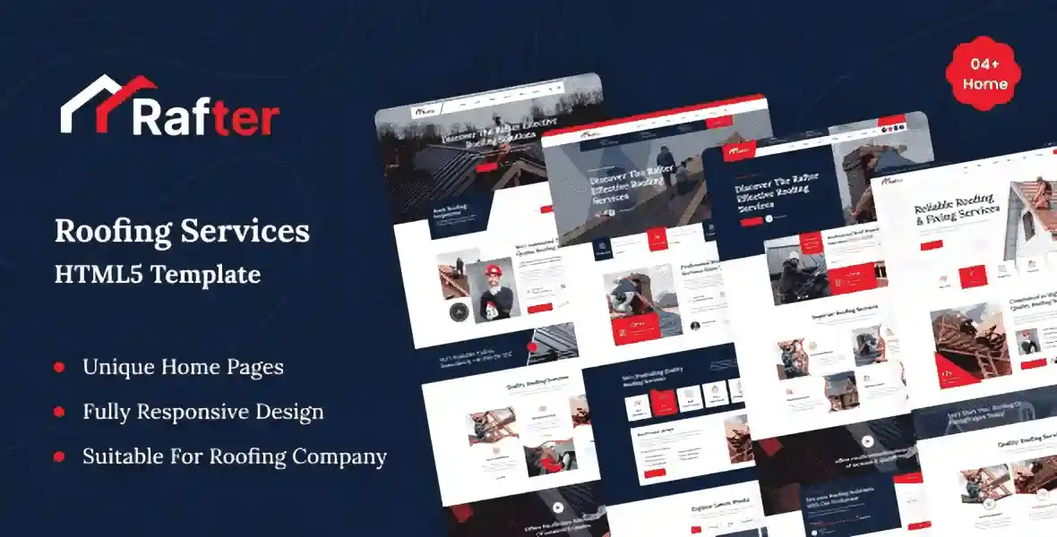 Rafter roofing services HTML5 template homepage preview
