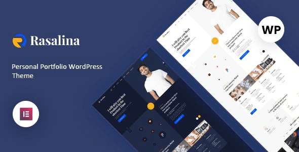 Rasalina personal portfolio WordPress theme homepage demo showcasing minimalist creative portfolio design with Elementor