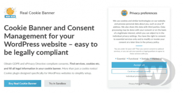 Real Cookie Banner Pro WordPress cookie consent plugin with content blocking and consent management features