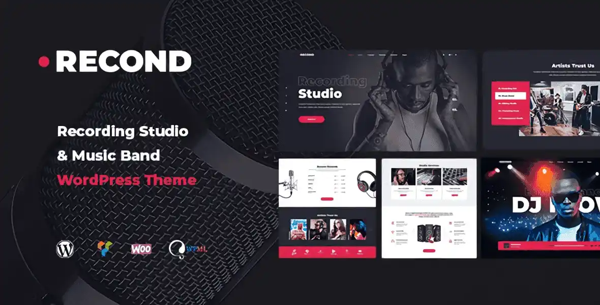 Recond WordPress theme preview for recording studios and music bands