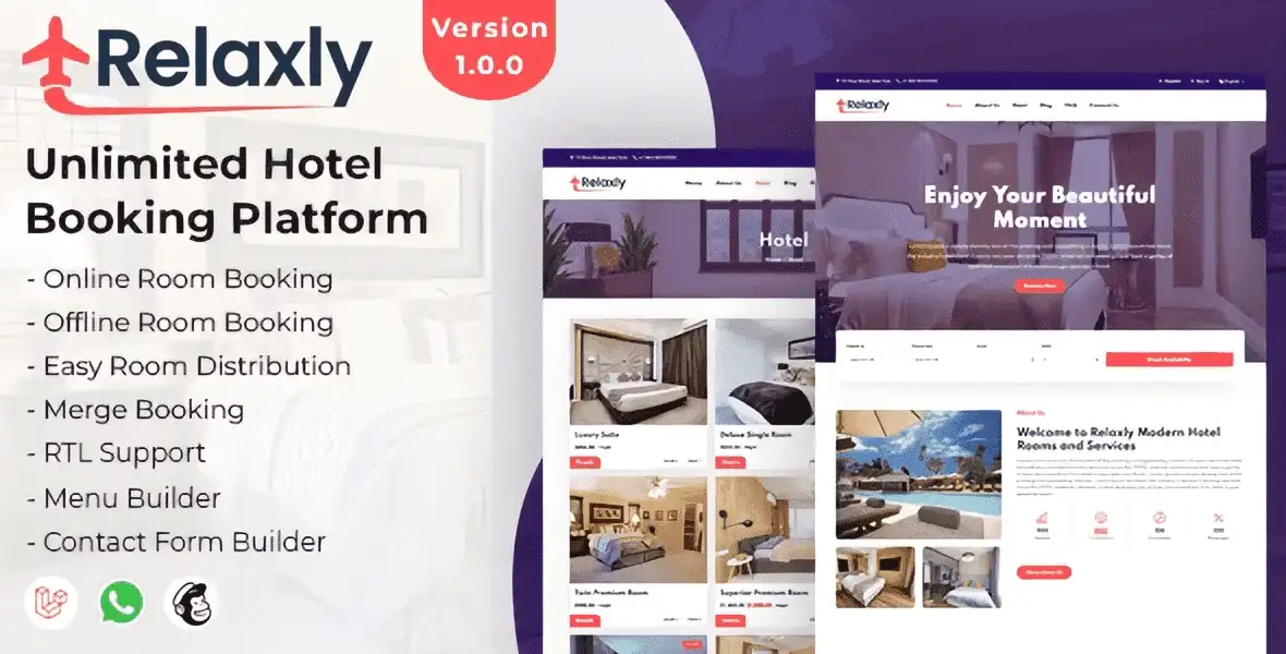Relaxly unlimited hotel booking platform PHP script dashboard