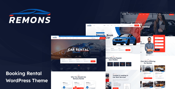 Remons rental booking WordPress theme dashboard showing Elementor customization options for car and hotel rentals