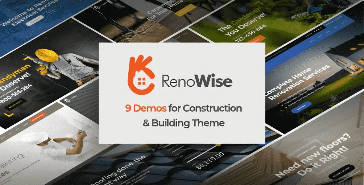 RenoWise construction WordPress theme demo preview