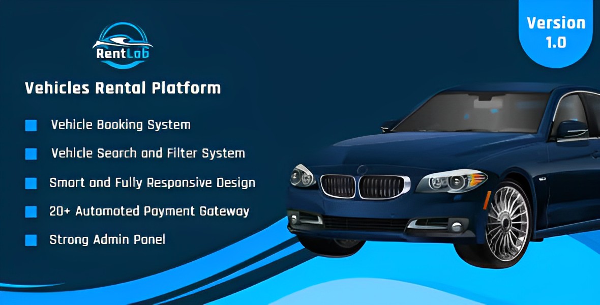 RentLab vehicle rental platform PHP script dashboard for managing fleet listings and bookings