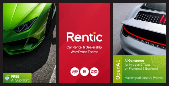 Rentic car rental and dealership WordPress theme preview