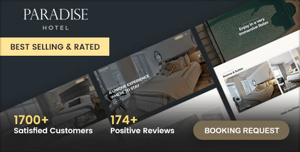 Paradise responsive hotel website HTML template homepage design