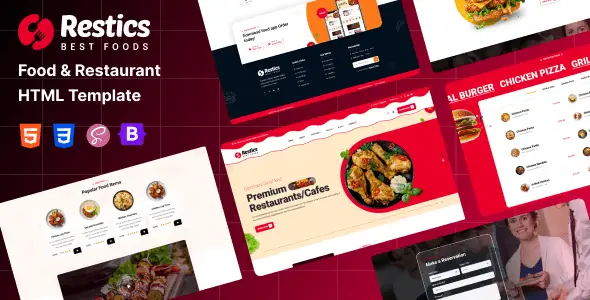 Restics responsive restaurant HTML template homepage design for food business websites