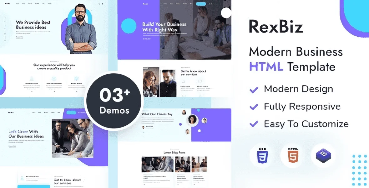 Rexbiz corporate agency HTML5 template homepage preview