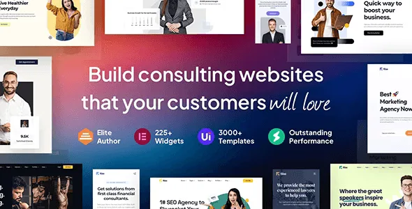 Rise business and consulting WordPress theme demo showing modern corporate layout