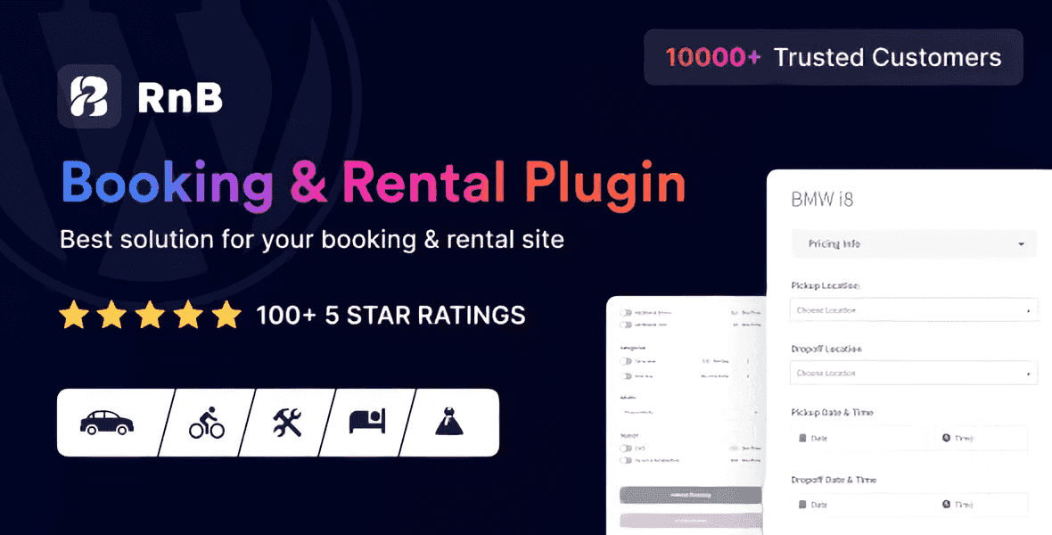 RnB WooCommerce booking and rental plugin for managing rental products, calendar availability, and customer bookings