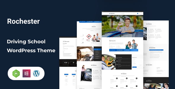 Rochester driving school WordPress theme showcasing a professional website layout for auto driving schools