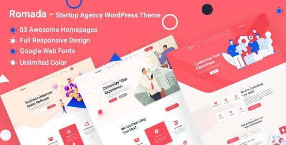 Romada startup agency WordPress theme with modern responsive design