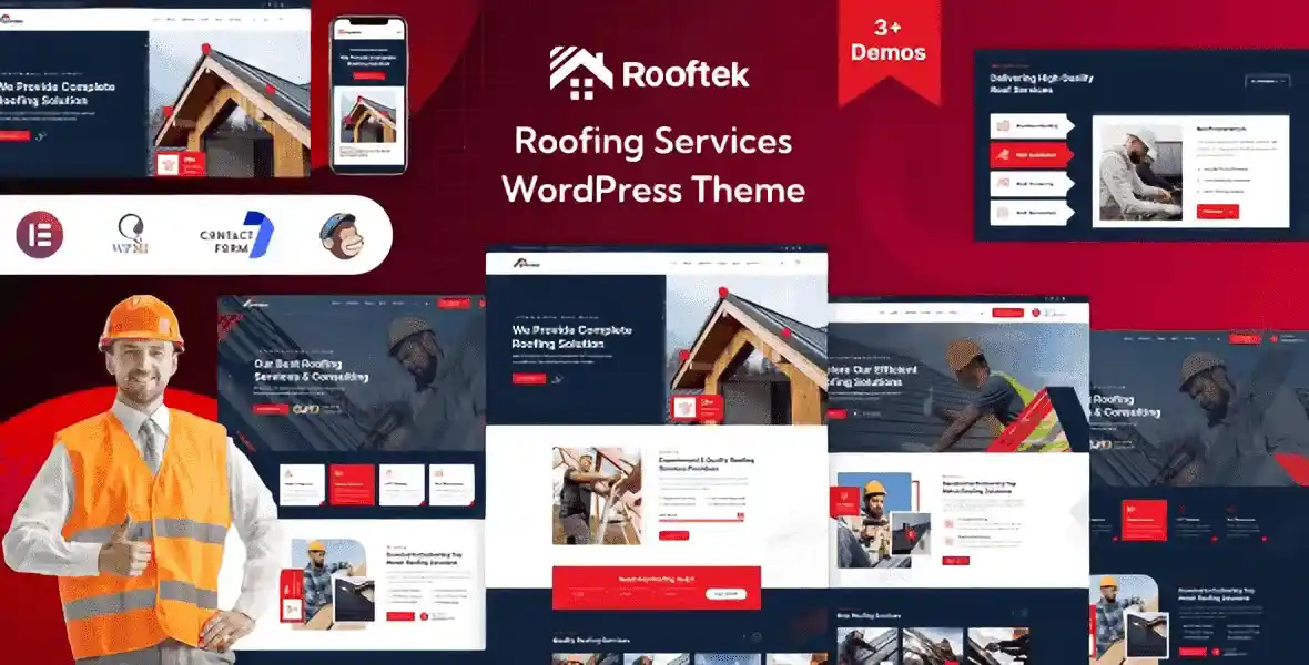 Rooftek roofing services WordPress theme homepage preview