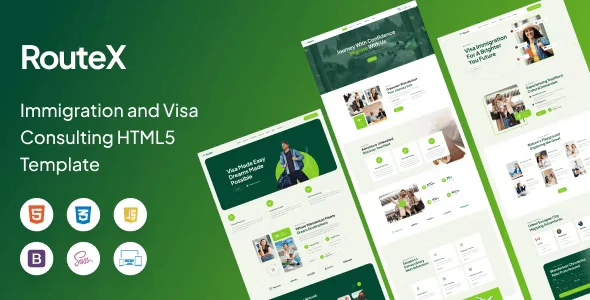 RouteX immigration and visa consulting HTML5 template preview