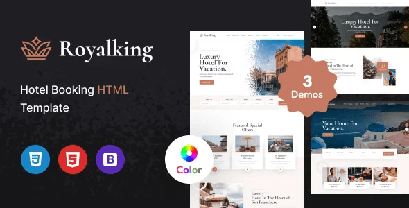Royalking responsive hotel booking HTML template built with Elementor PRO