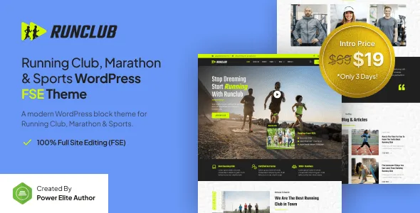 Runclub running club and sports WordPress theme preview