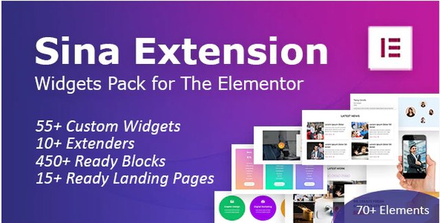 Sina Extension for Elementor widget pack interface