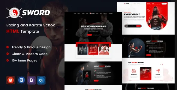 SWORD martial arts and boxing HTML template preview