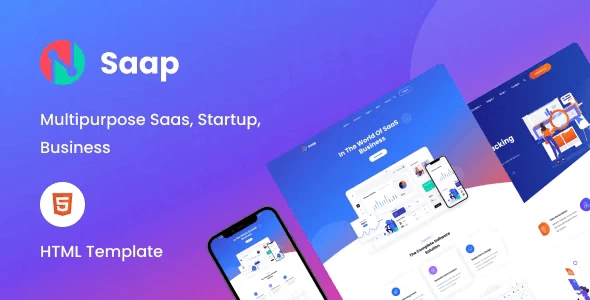 Saap SaaS and software HTML5 template built on Bootstrap 4