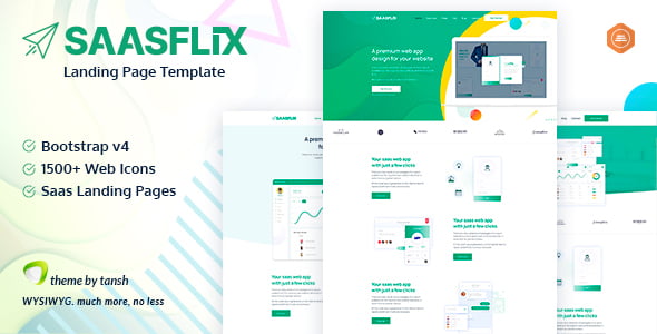 Saasflix HTML5 SaaS landing page template preview