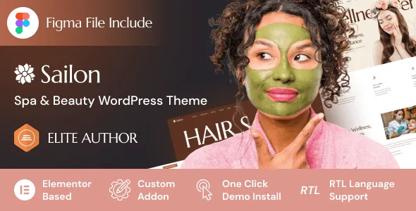 Sailon spa and beauty salon WordPress theme preview showcasing elegant layout with booking functionality