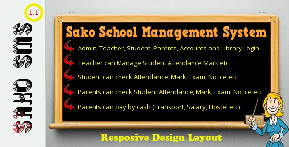 Sako school management system PHP script dashboard interface