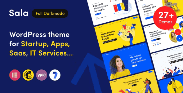 Sala SaaS WordPress theme for startup and technology websites