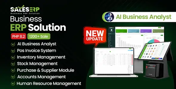 SalesERP AI-powered PHP ERP script dashboard for business billing and inventory management