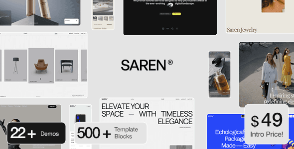 Saren multipurpose WooCommerce WordPress theme showcasing a modern online store layout