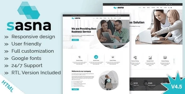 Sasna multipurpose business HTML template with Bootstrap 5 and RTL support