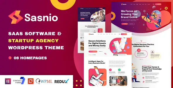 Sasnio SaaS WordPress theme for startups and agencies