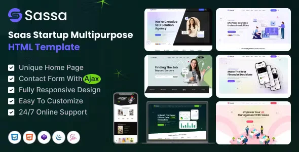 Sassa multipurpose HTML5 template for SaaS and app landing pages
