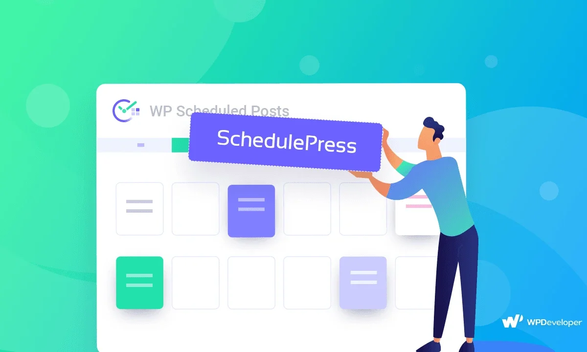SchedulePress PRO WordPress post scheduler plugin interface showing visual content calendar