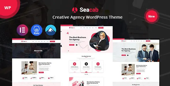 Seacab creative agency WordPress theme demo layout on desktop and mobile