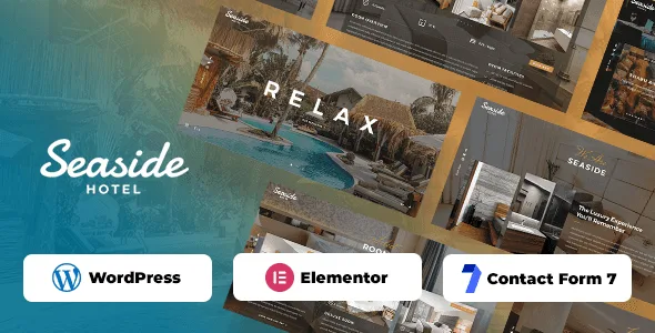 Seaside hotel booking WordPress theme demo showcasing a resort property website with room listings and booking interface