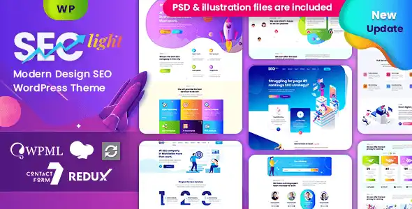 Seclight SEO and digital marketing WordPress theme with responsive modern design