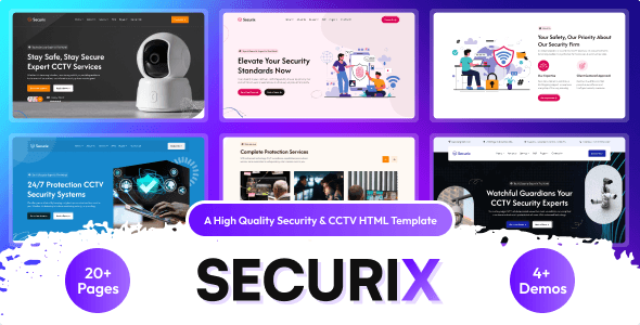 Securix security service HTML template homepage layout for CCTV and residential security companies