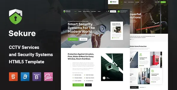 Sekure CCTV and security systems HTML5 template preview