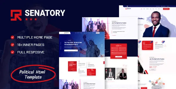 Senatory political campaign HTML template for responsive election and candidate websites