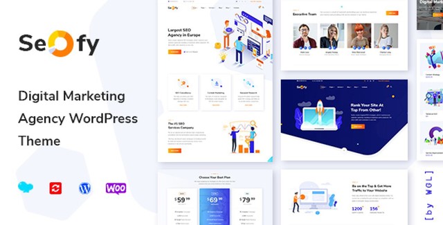 Seofy digital marketing agency WordPress theme homepage preview