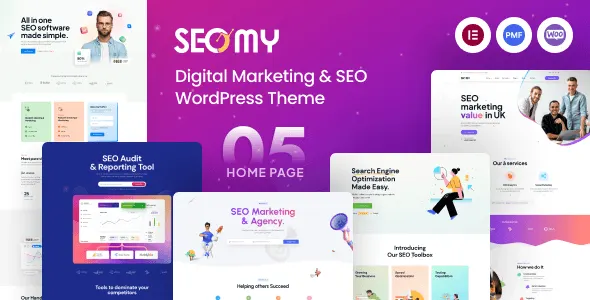 Seomy SEO agency WordPress theme with Elementor page builder and Bootstrap 5 framework
